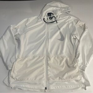 XL White NIKE swoosh zip up hoodie 100% polyester